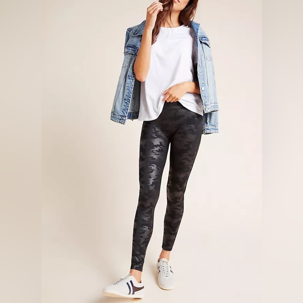 SPANX Faux Leather Camo Leggings